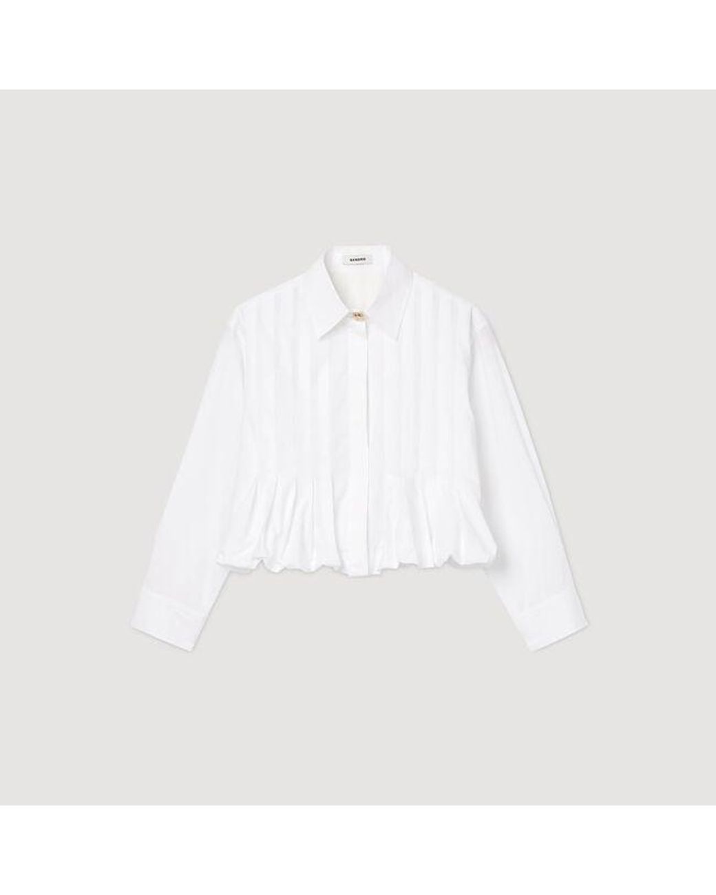 Sandro Blue Pleated Cropped Shirt