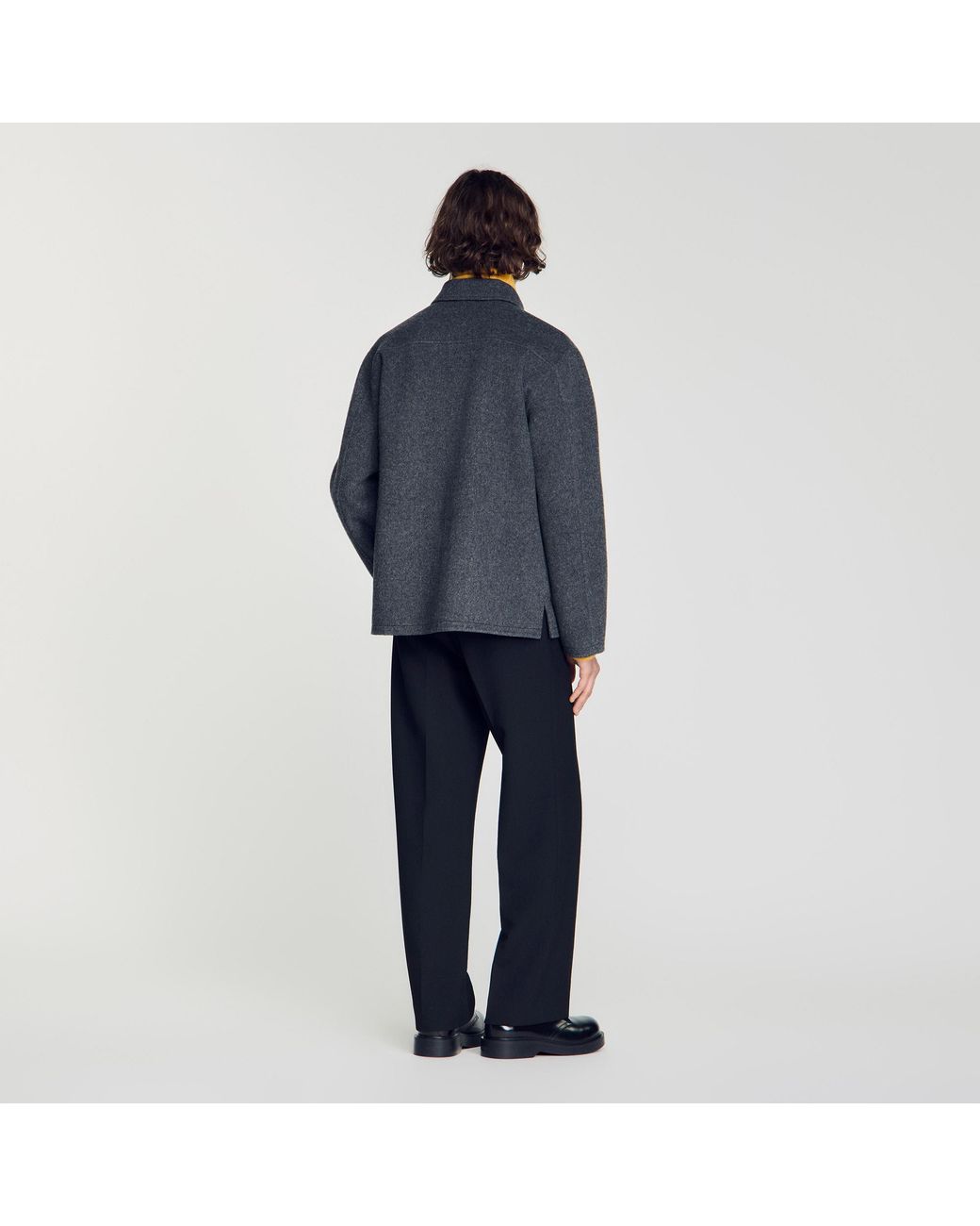 Sandro Blue Zipped Wool Overshirt for men