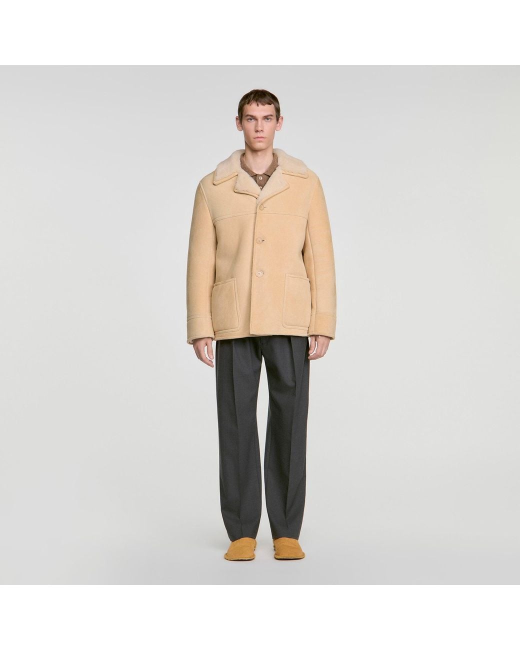 Sandro Natural Shearling Jacket for men