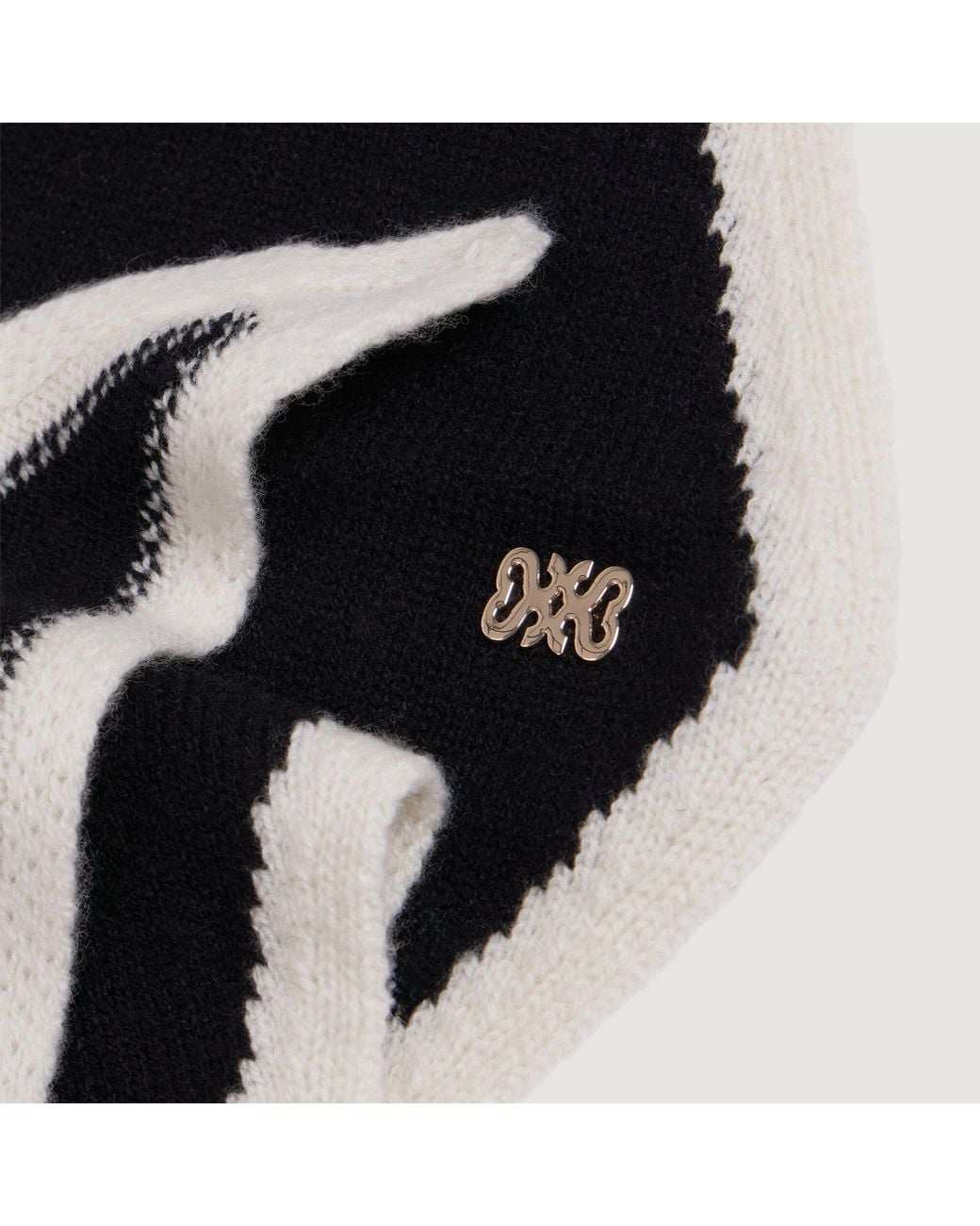Sandro Black Two-Tone Wool Triangle Scarf