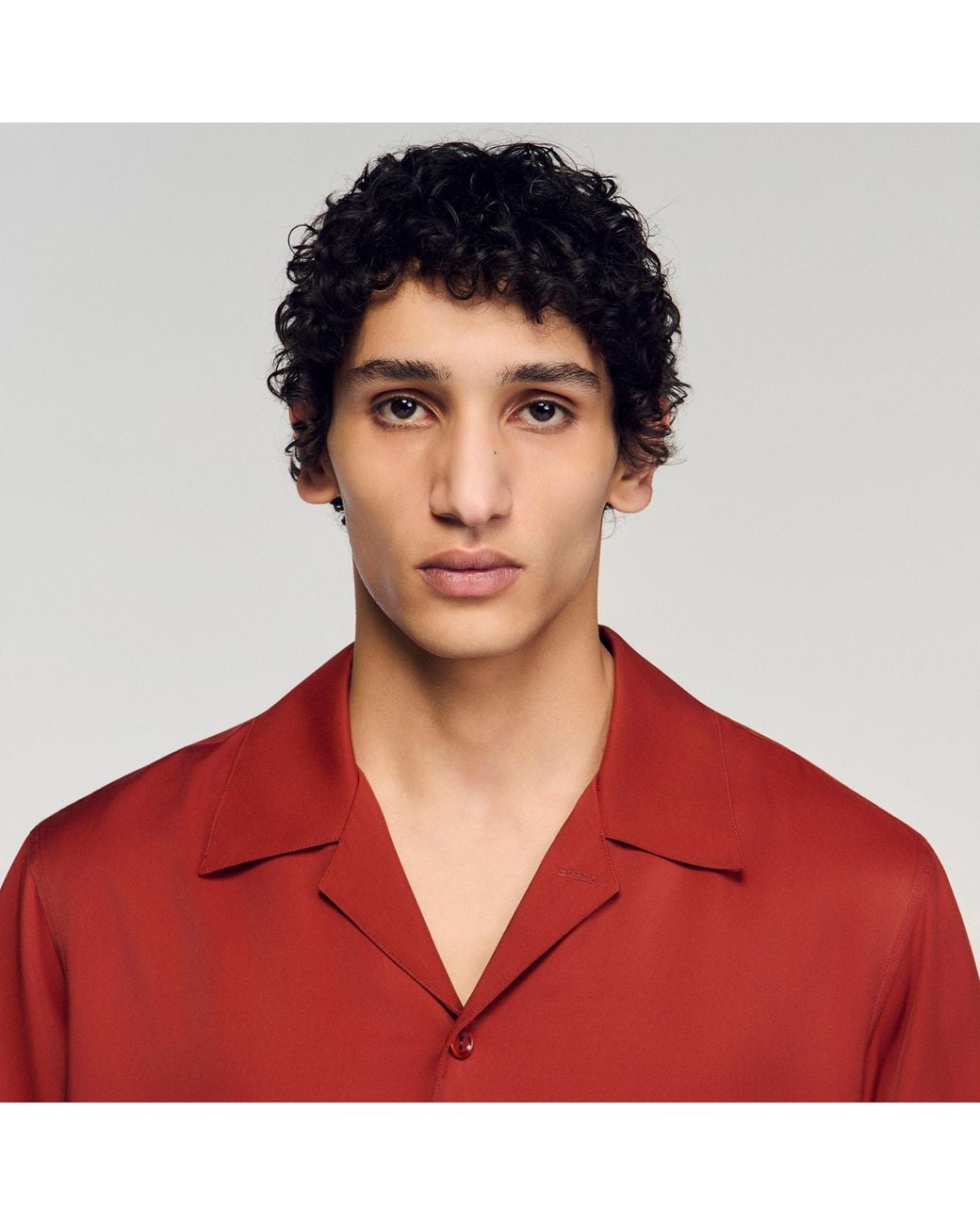 Sandro Red Loose-Fit Shark Collar Shirt for men