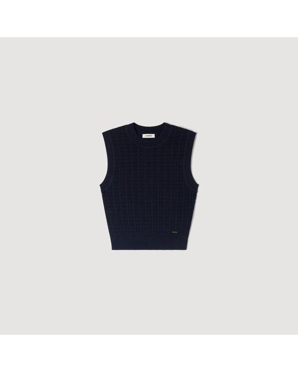 Sandro Blue Cropped Textured Knit Jumper