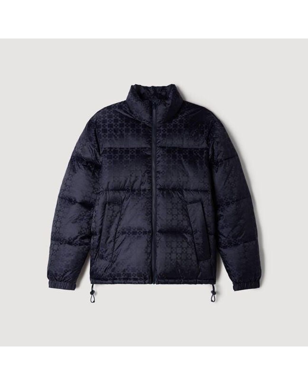 Sandro Blue Water-Repellent Cross-Motif Puffer for men