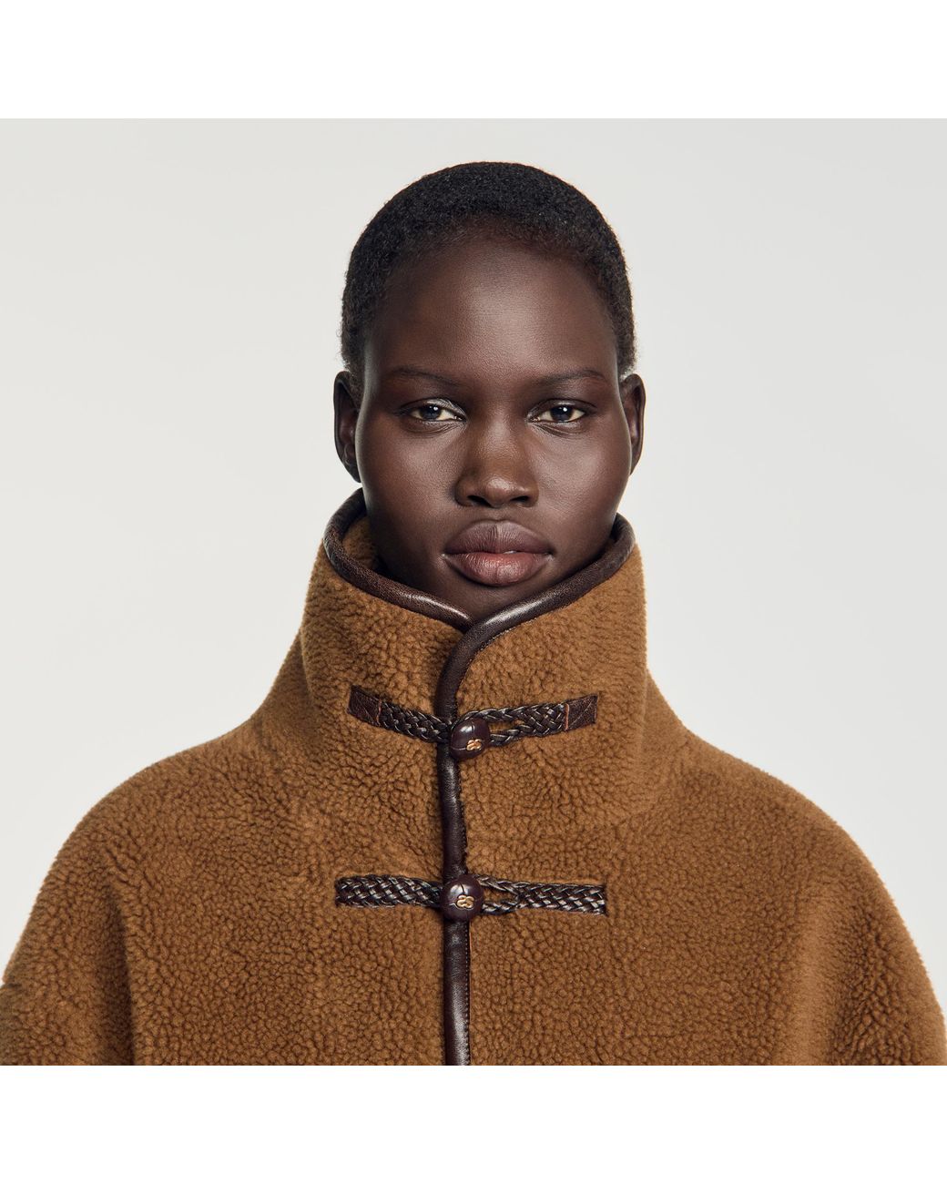 Sandro Blue Short Faux Fur Coat