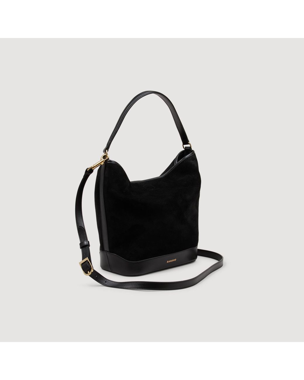 Sandro Black Soft Suede Shopping Bag