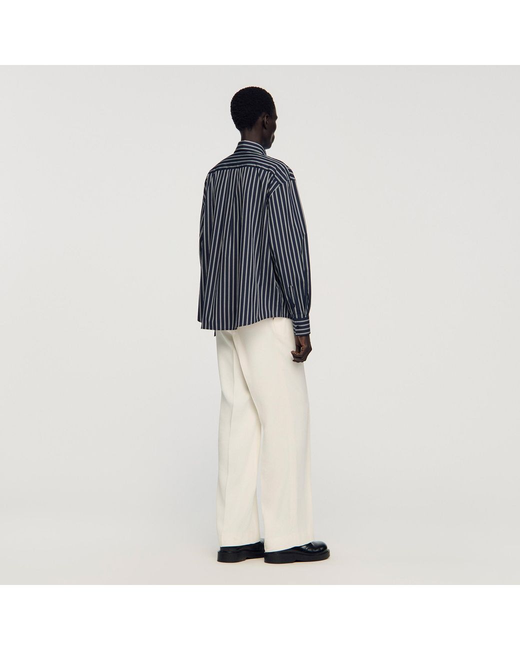 Sandro Blue Striped Cotton Shirt for men
