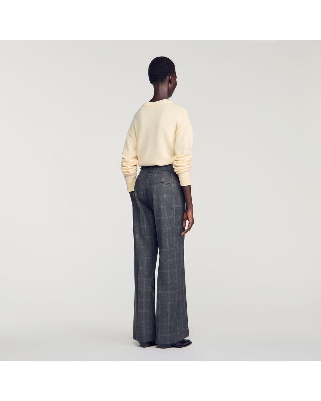Sandro Blue Checked Straight-Leg Trousers