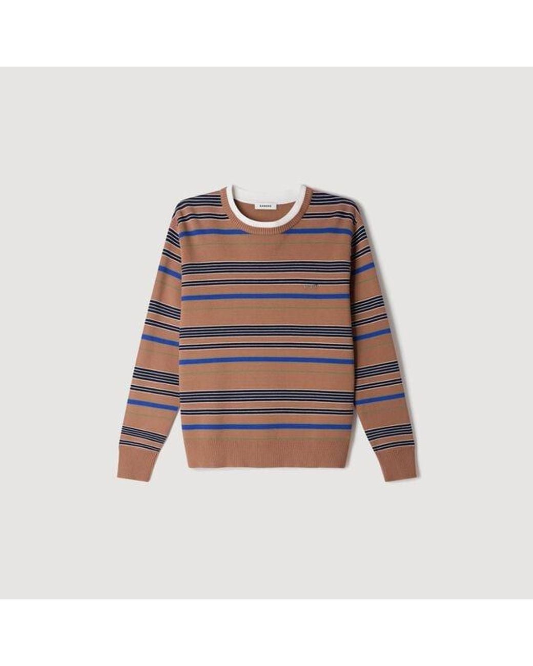 Sandro White Layered Effect Striped Sweater