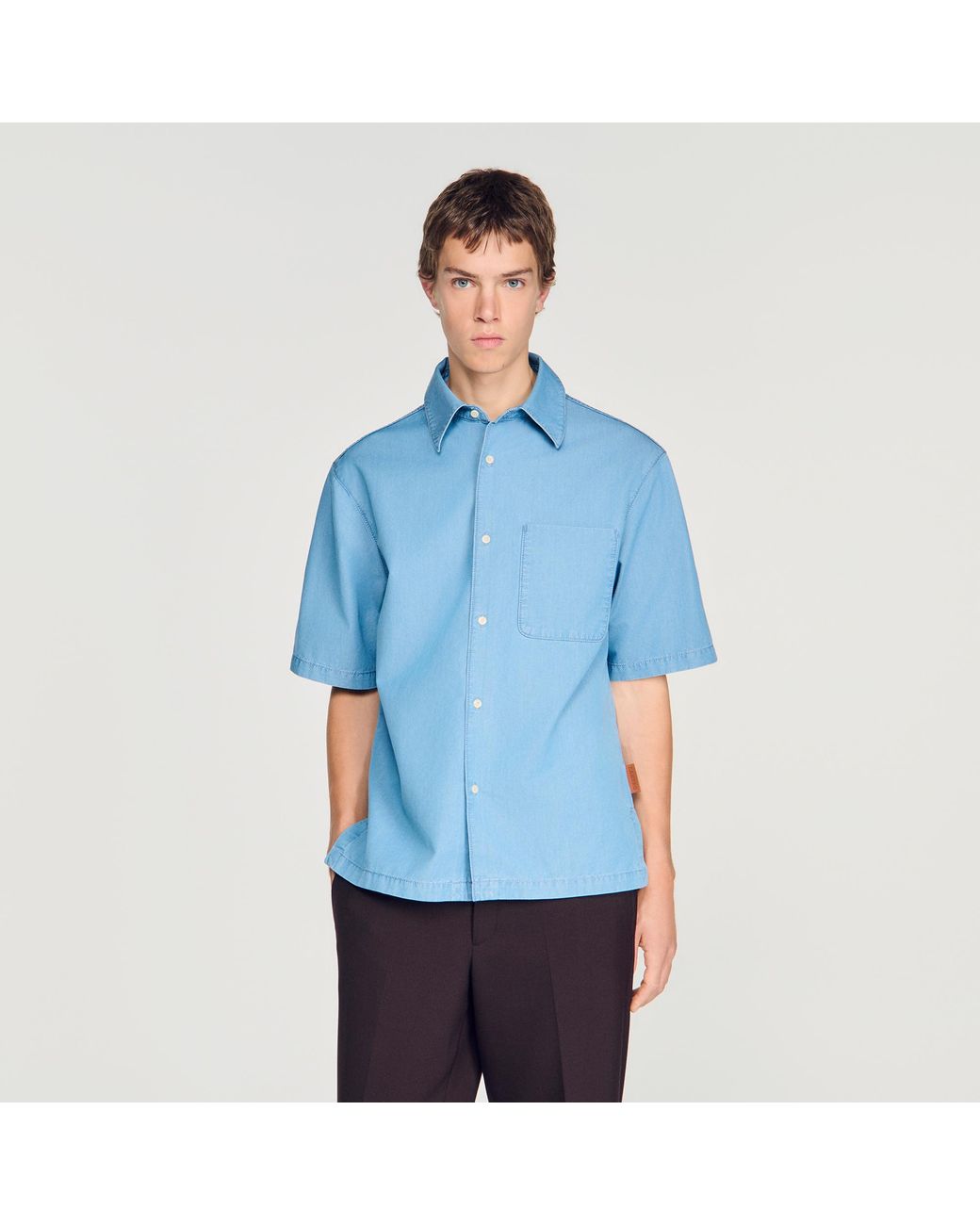 Sandro Blue Loose-Fit Faded Shirt for men
