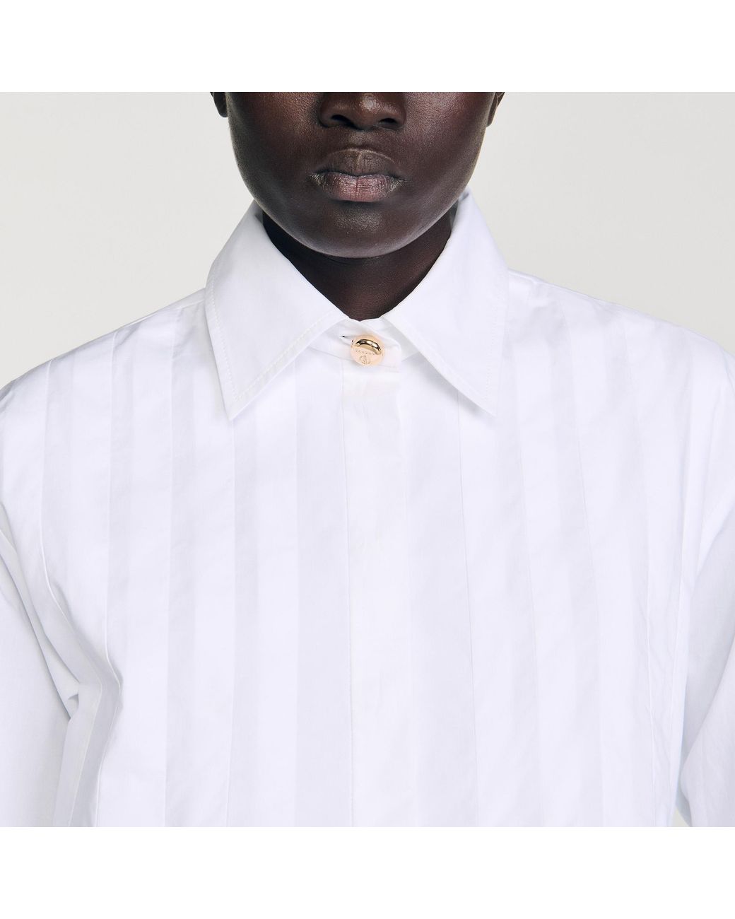 Sandro Blue Pleated Cropped Shirt