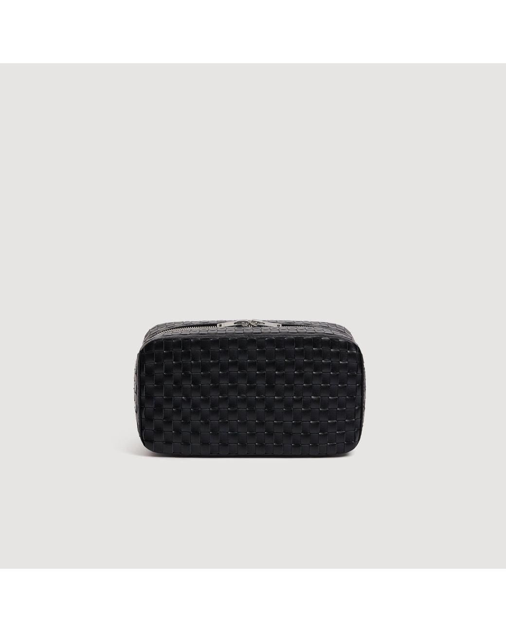 Sandro Black Woven Leather Toiletry Bag for men
