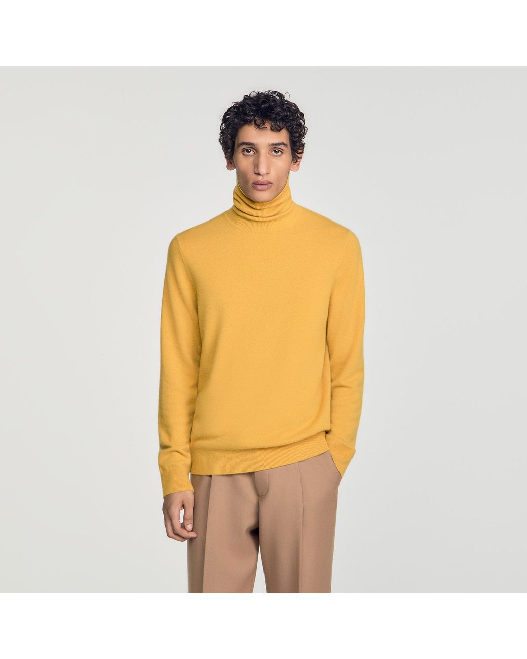 Sandro Yellow Cashmere Turtleneck Sweater for men