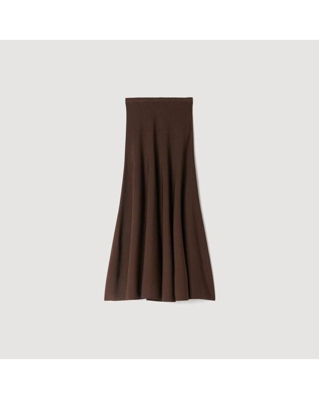 Sandro Brown Long Fine Knit Skirt