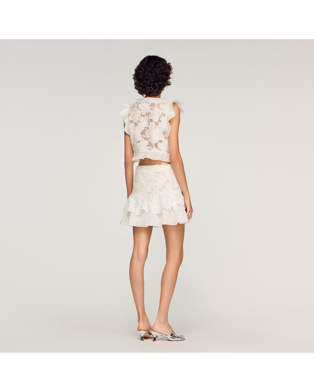 Sandro White Short Guipure Skirt