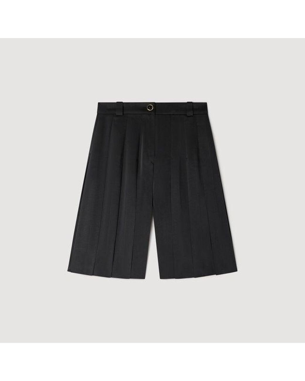 Sandro Blue Long High-Waisted Pleated Shorts
