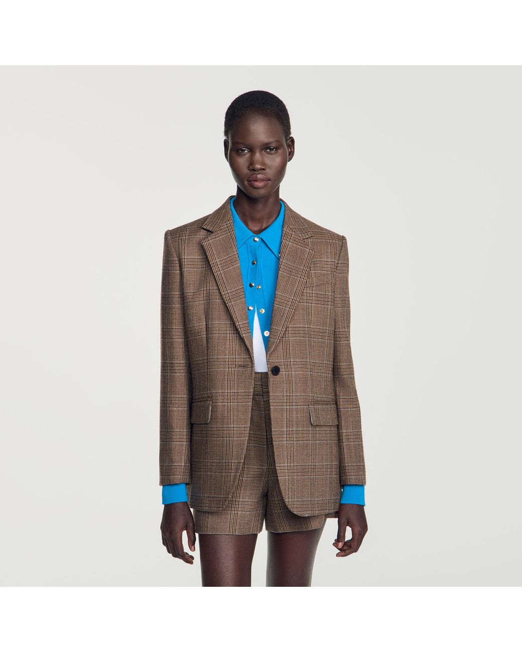 Sandro Blue Check Wool Jacket