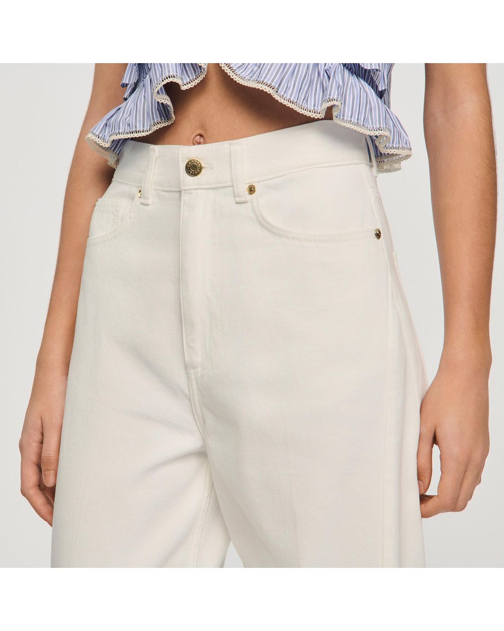 Sandro White Barrel Jeans