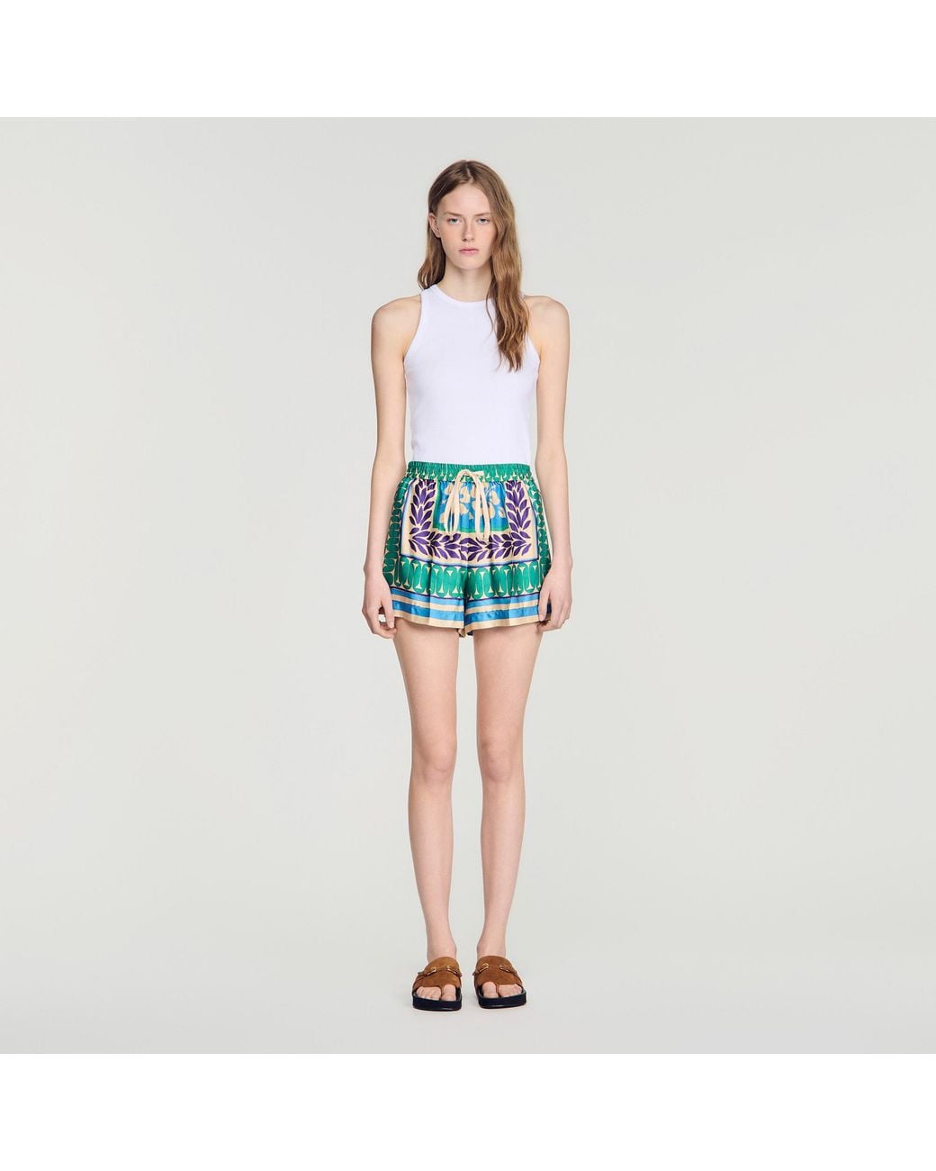 Sandro Blue Short Floral Print Shorts