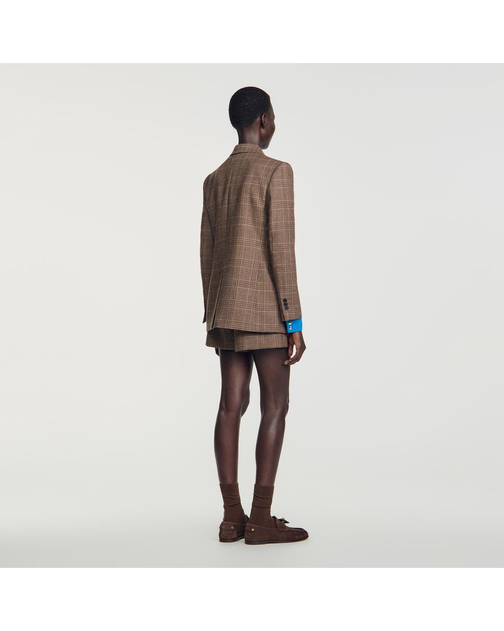 Sandro Blue Check Wool Jacket