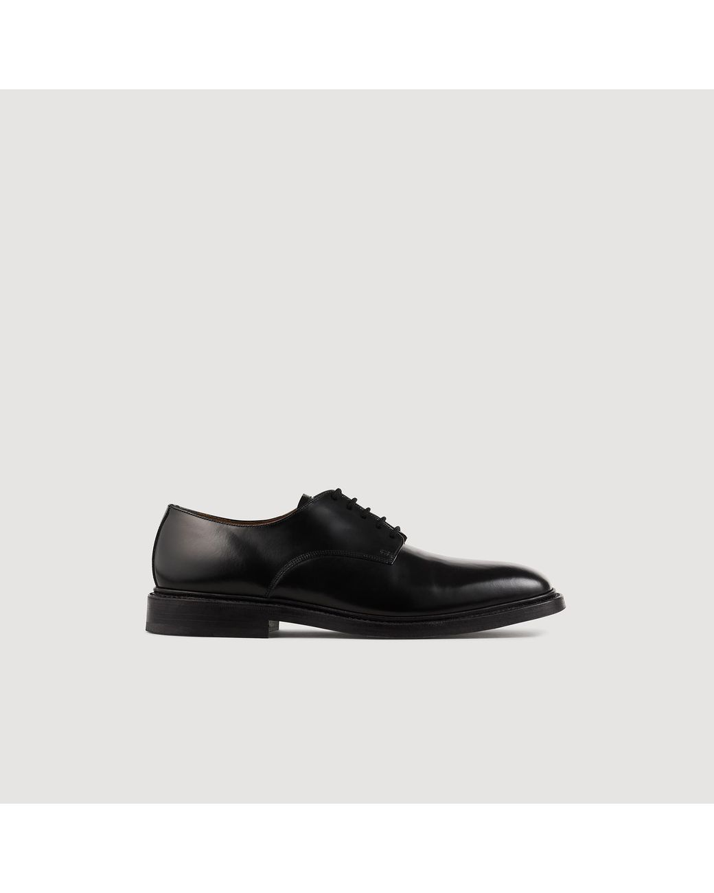 Sandro Black Glazed Leather Derbies for men
