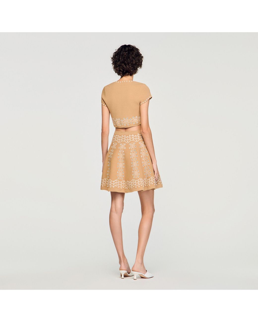 Sandro Natural Jumper With Contrast Embroidery