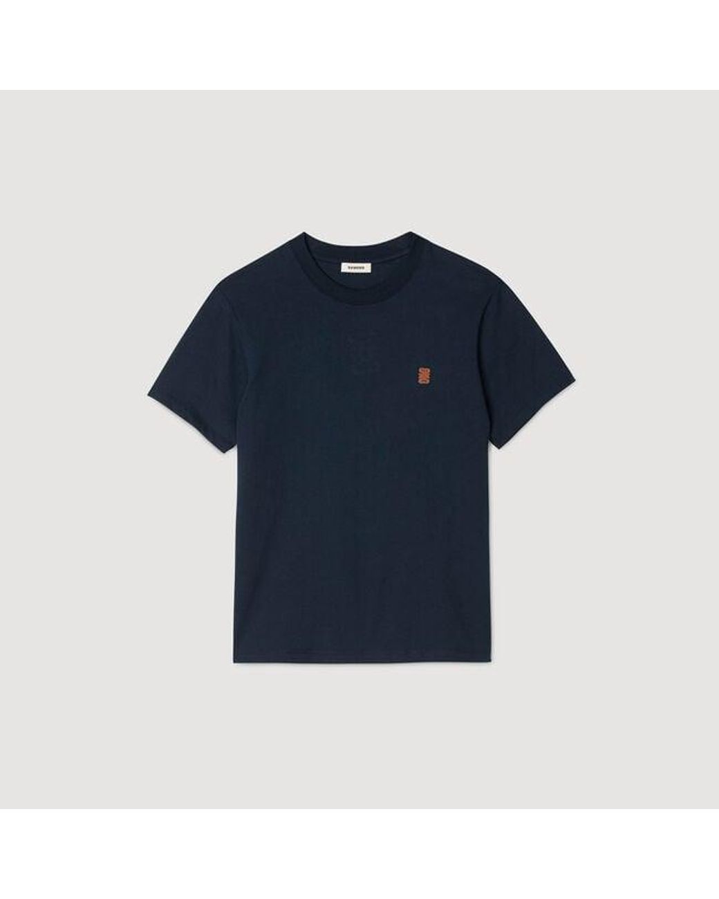 Sandro Blue Leather Logo T-Shirt for men