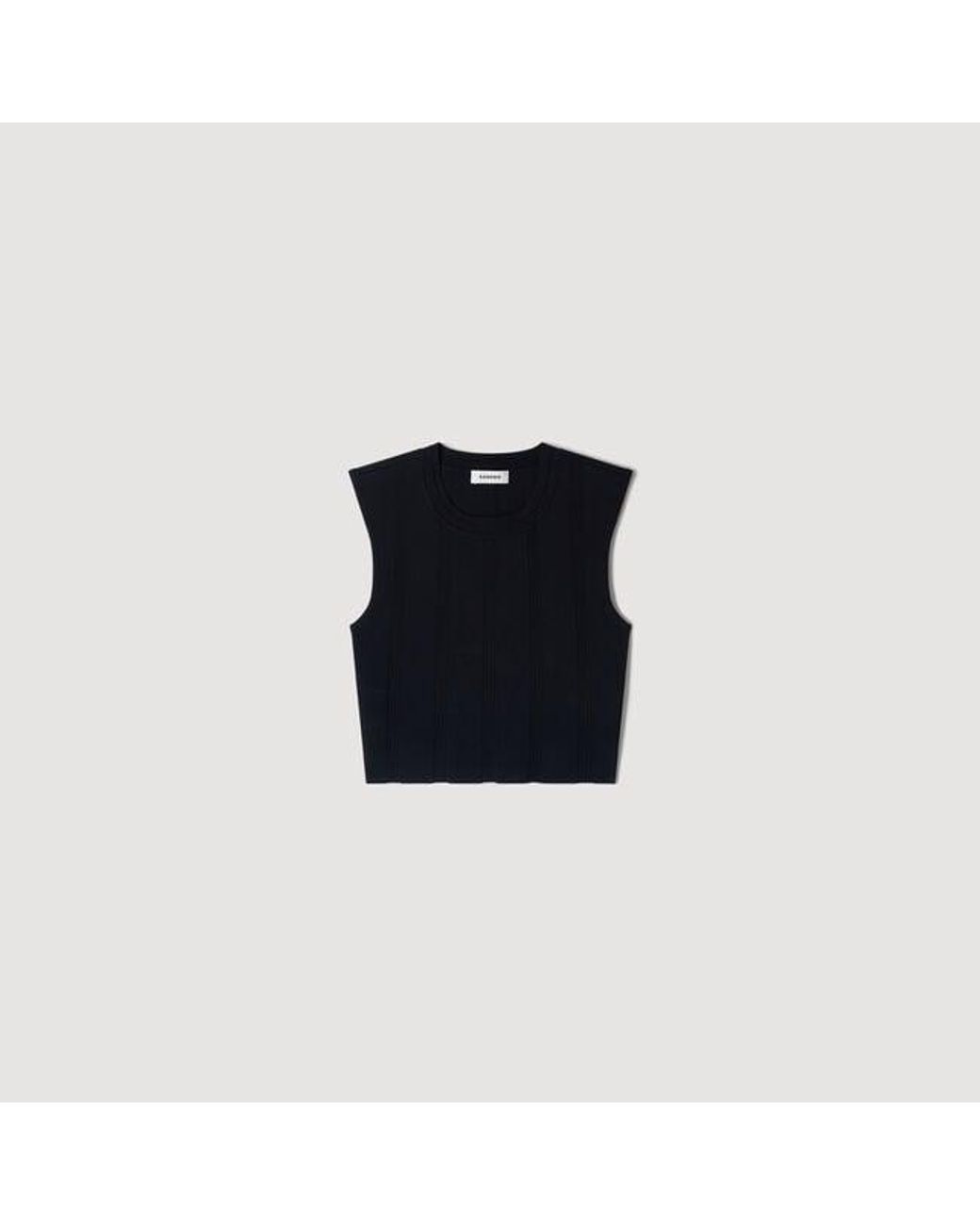 Sandro Blue Cropped Ribbed Knit Top