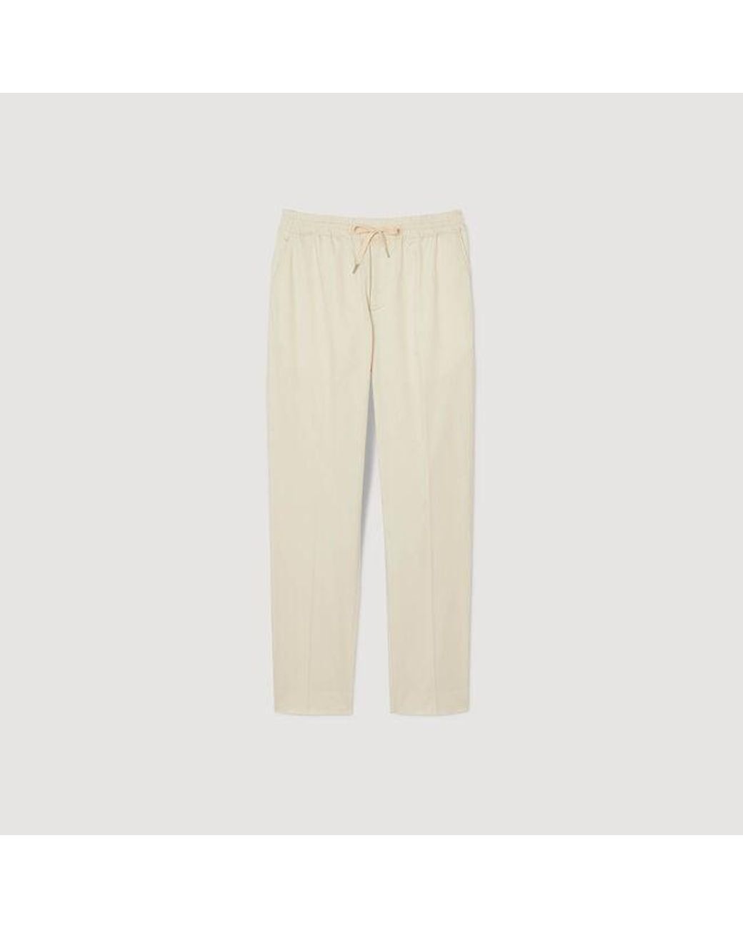 Sandro Natural Elasticated Straight-Leg Trousers for men