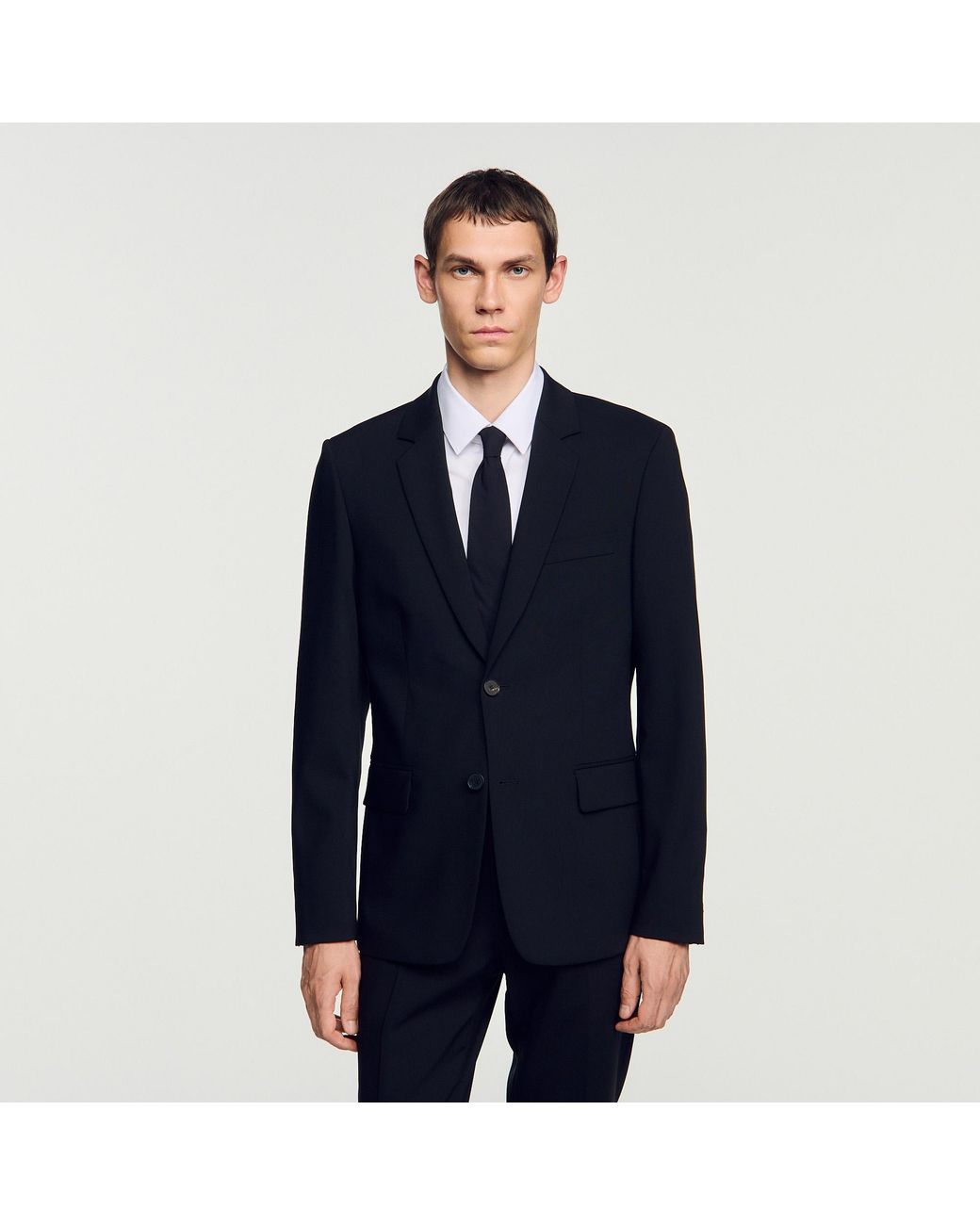 Sandro Blue Virgin Wool Suit Jacket for men