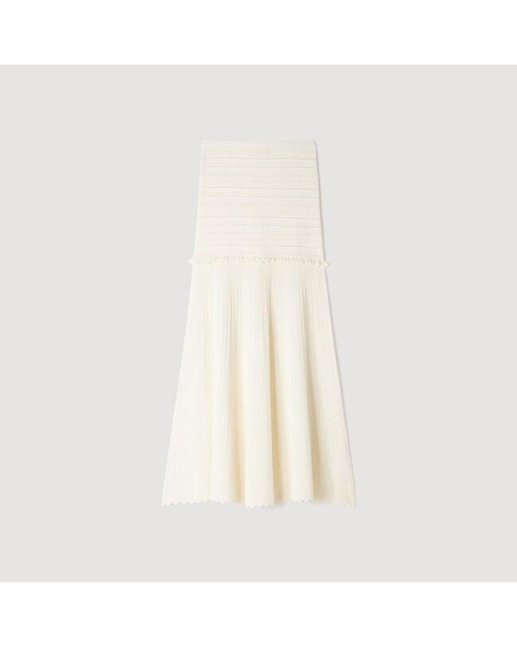 Sandro Natural Pointelle Knit Maxi Skirt