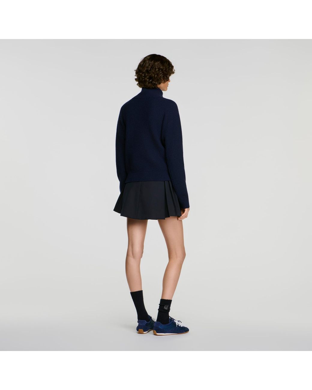 Sandro Blue Wool And Cashmere Half-Zip Jumper