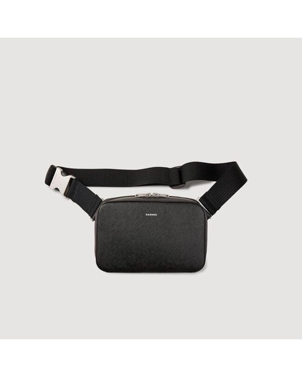 Sandro Black Small Reconstituted Leather Bag for men