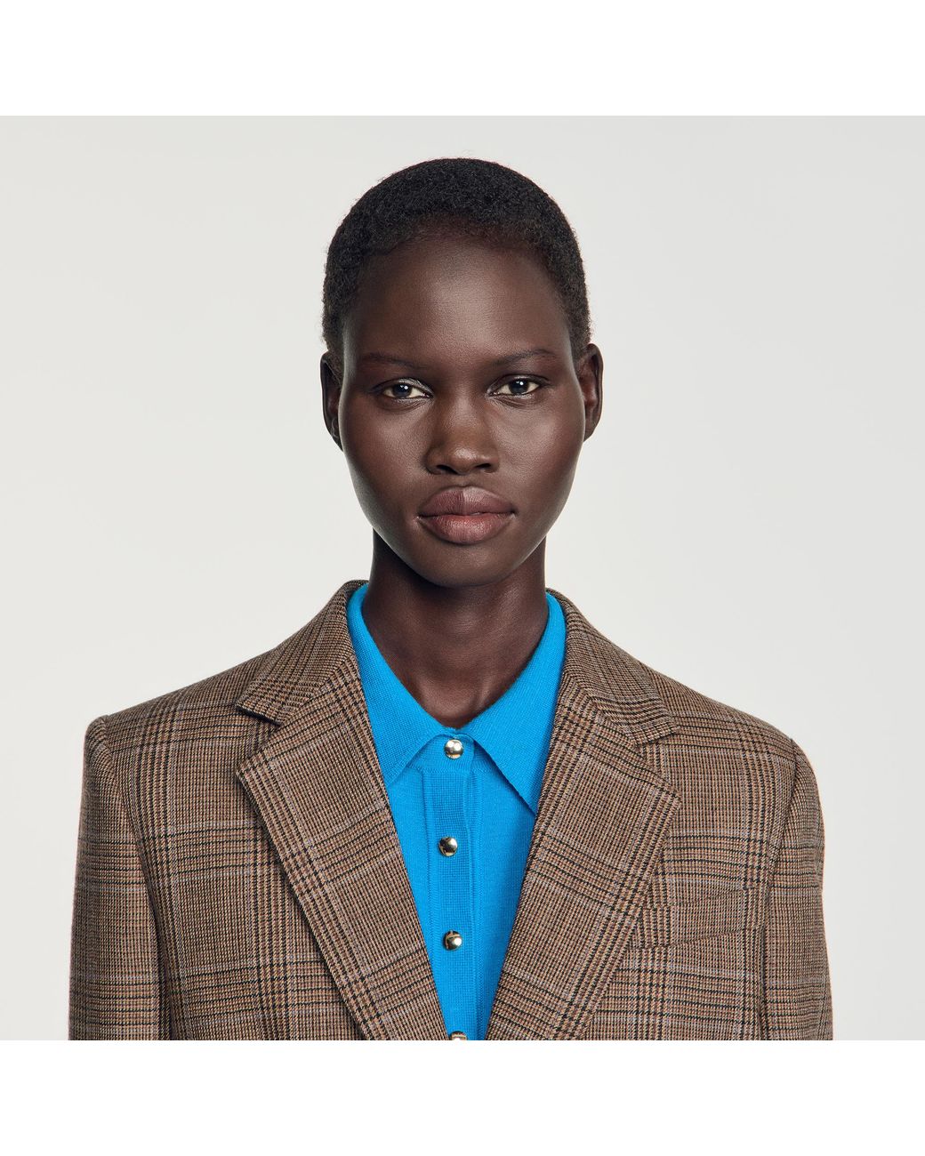 Sandro Blue Check Wool Jacket