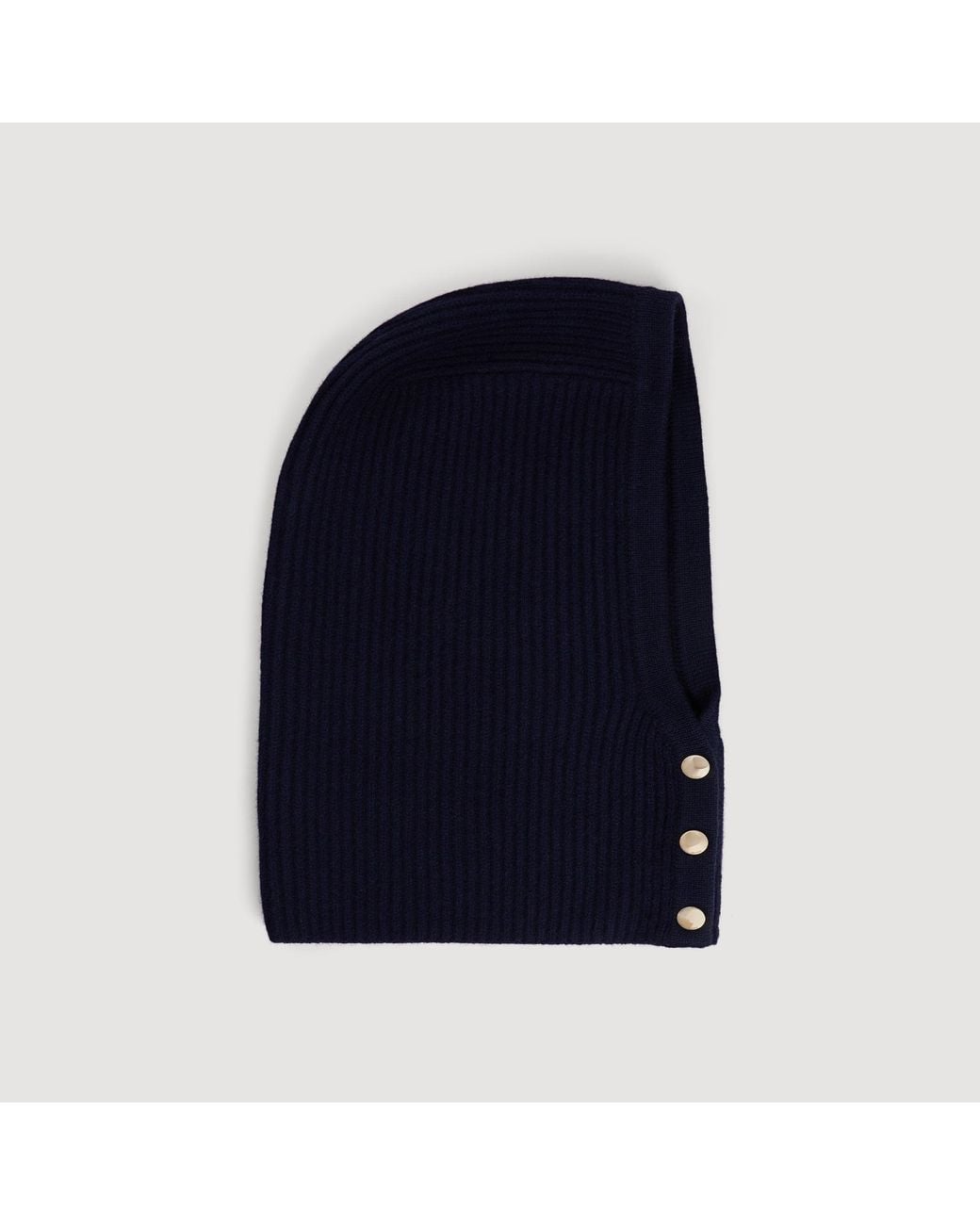Sandro Blue Ribbed Wool Balaclava