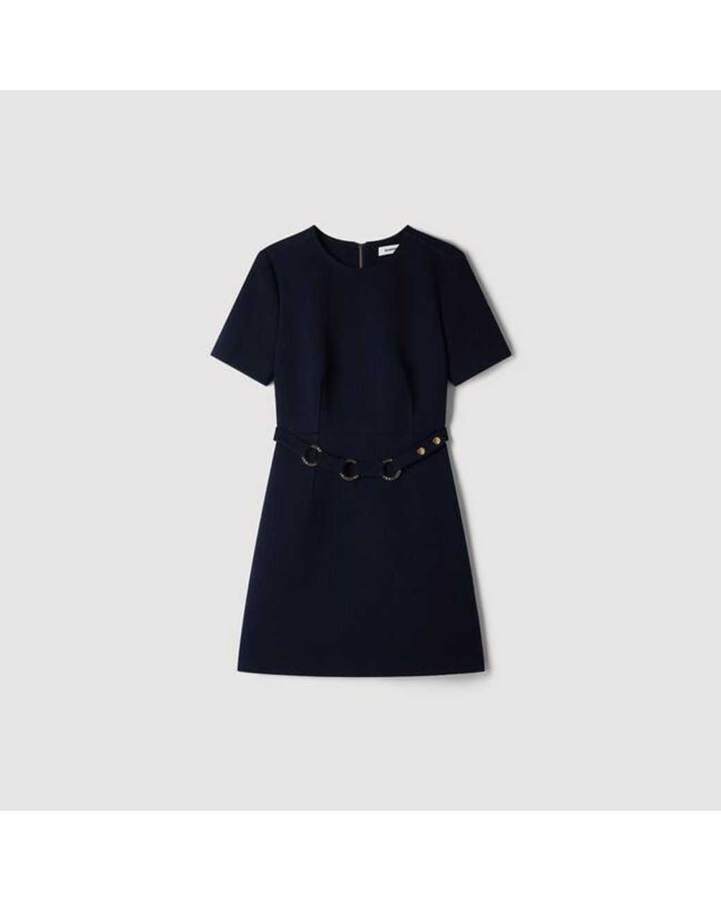 Sandro Blue Short Dress With Ring Belt