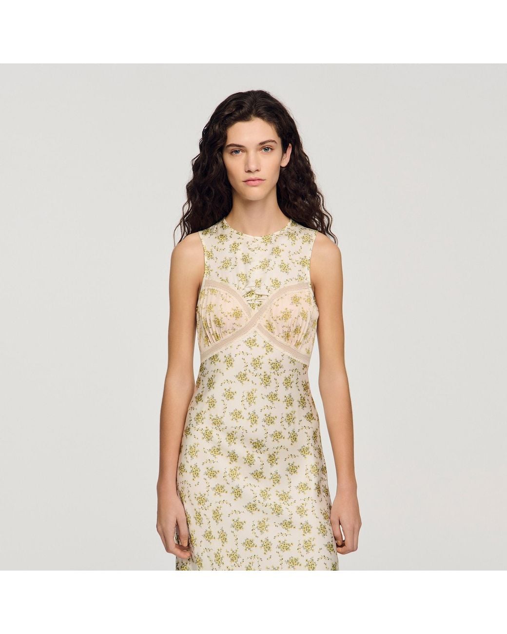 Sandro Metallic Flower Print Maxi Dress