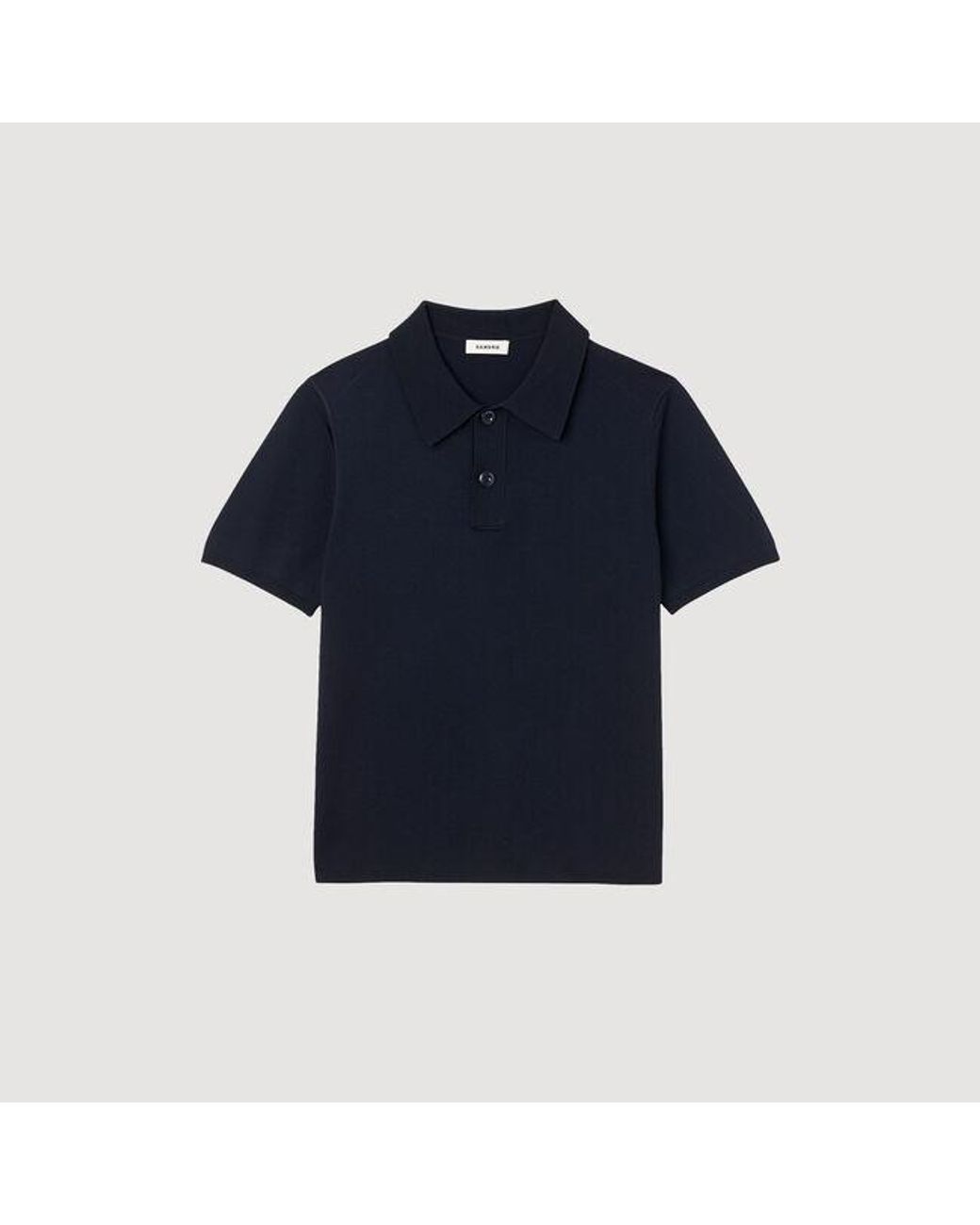 Sandro Blue Short-Sleeve Knitted Polo Shirt for men