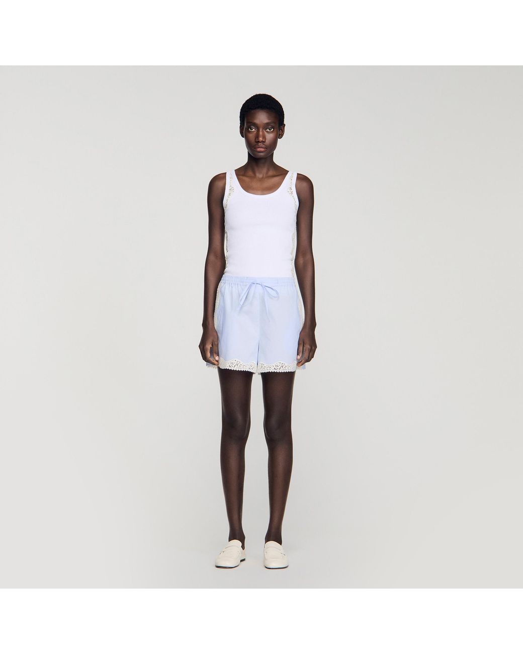 Sandro White Lace Detail Shorts