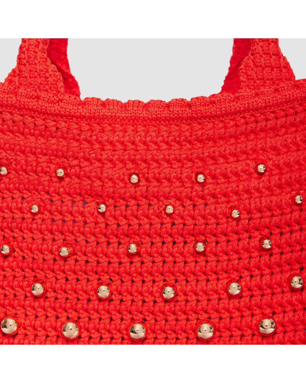 Sandro Red Studded Crochet Bag