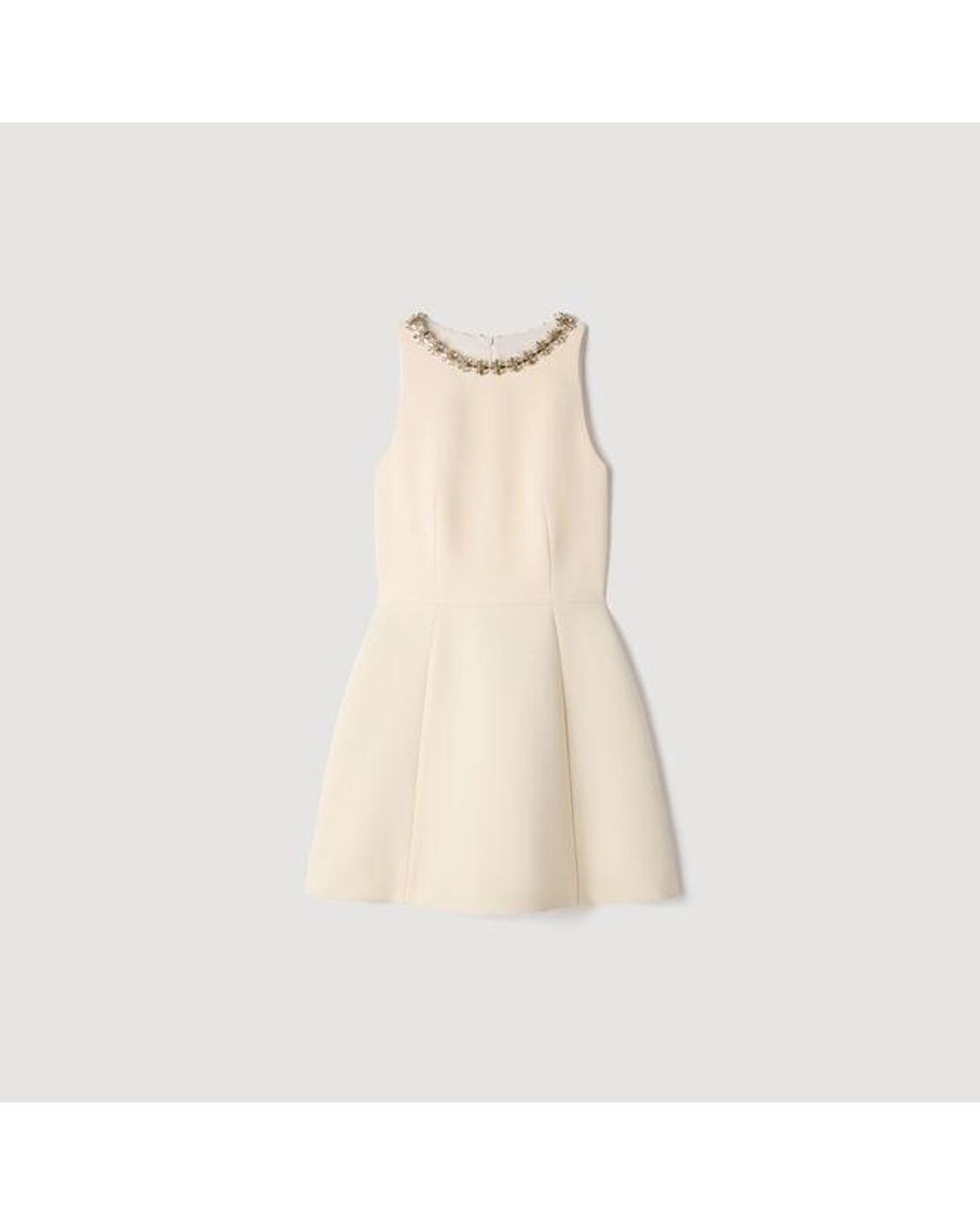 Sandro Natural Mini Dress With Jewel Detail