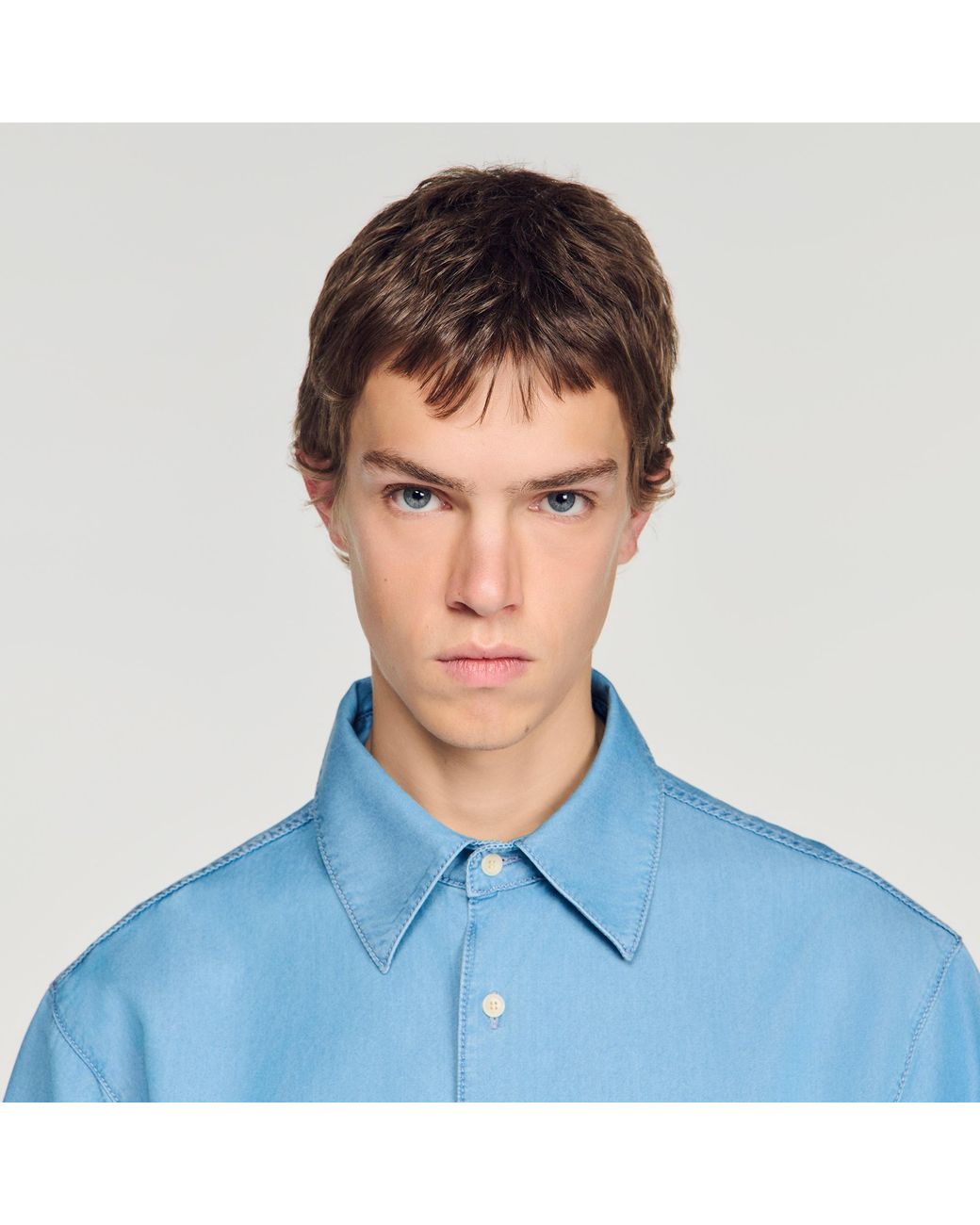 Sandro Blue Loose-Fit Faded Shirt for men