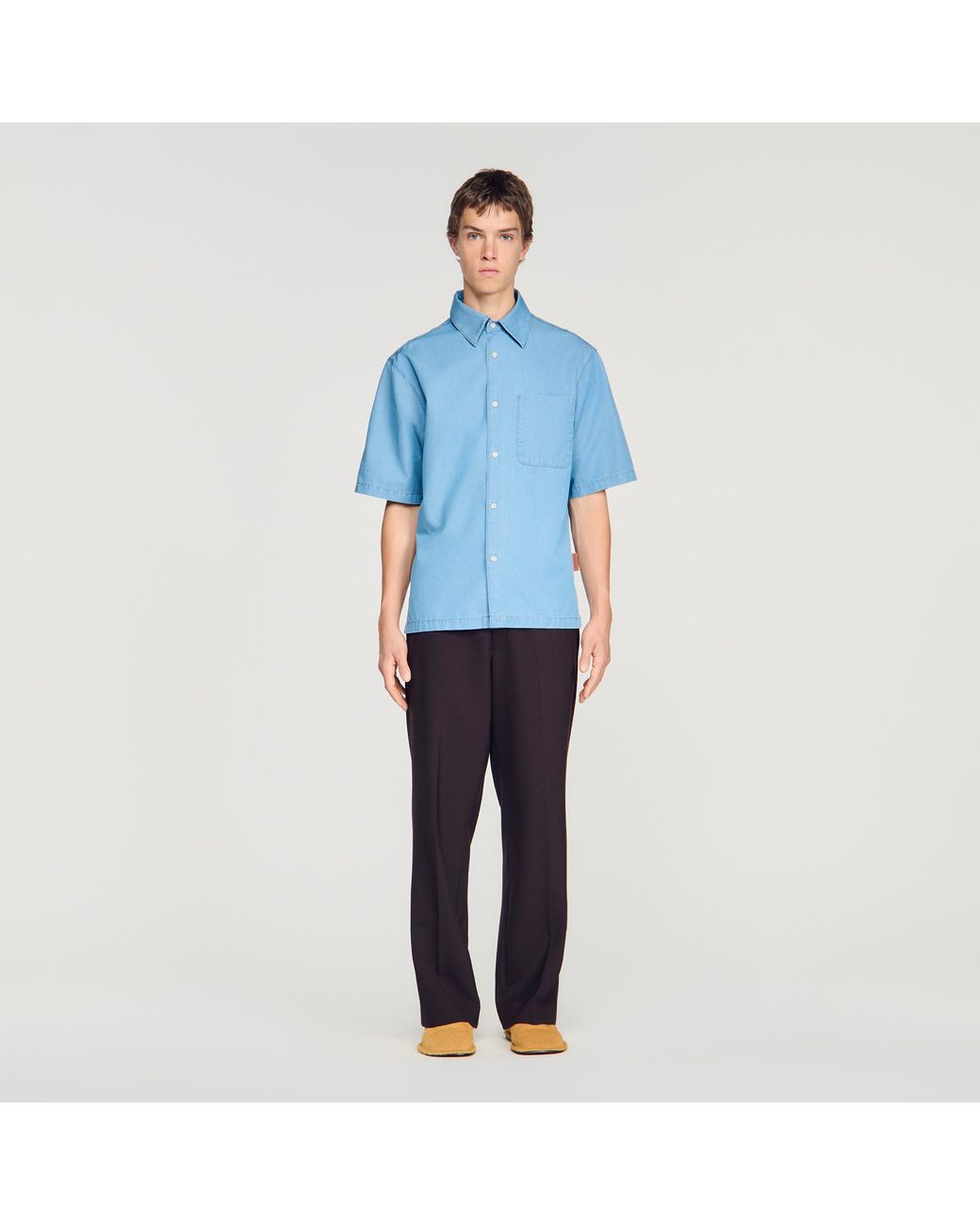 Sandro Blue Loose-Fit Faded Shirt for men