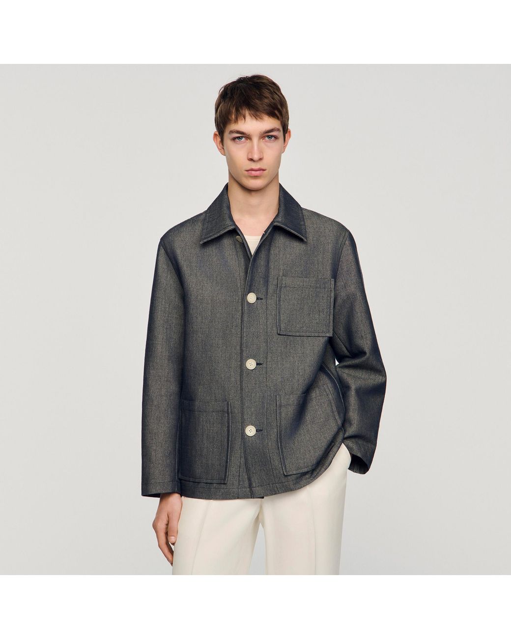 Sandro Black Effect Worker Jacket for men