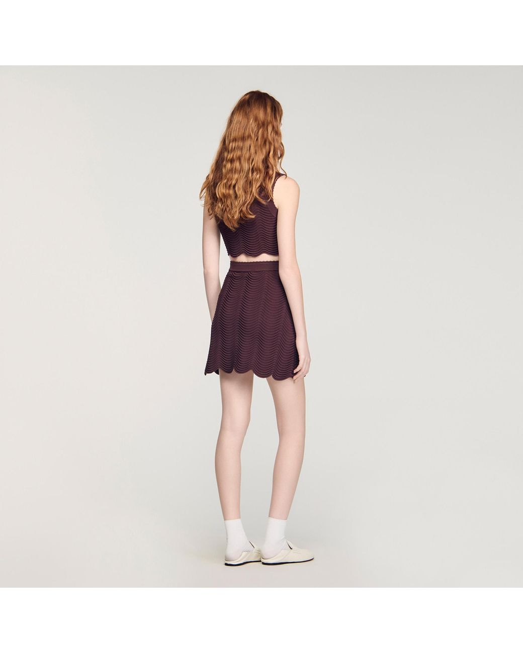 Sandro Brown Short Fancy Knit Skirt