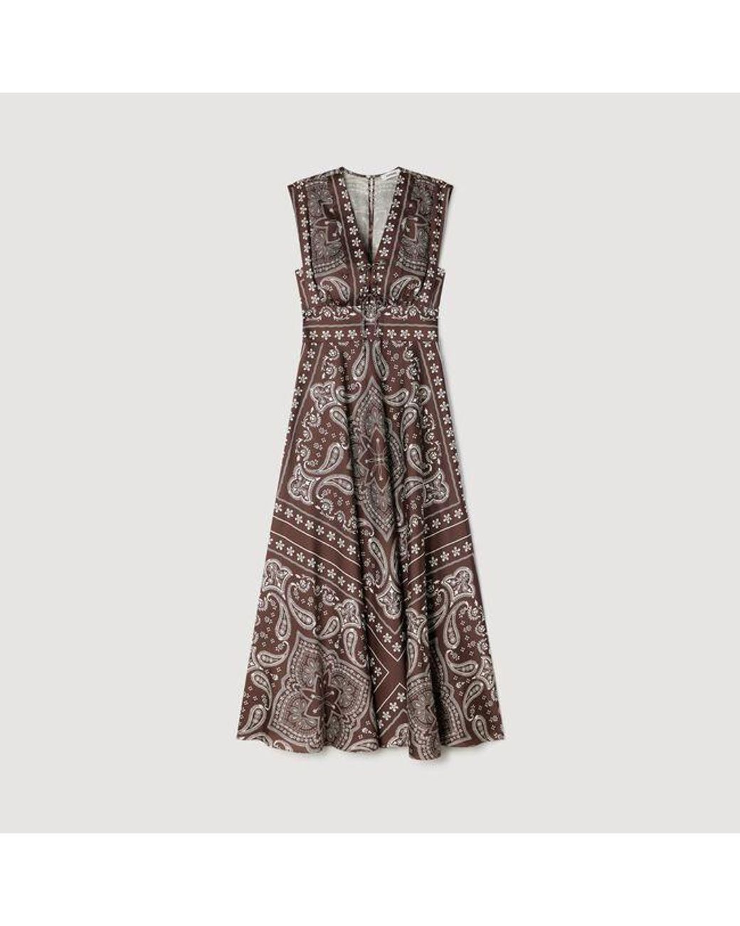 Sandro Multicolor Bandana-Print Maxi Dress