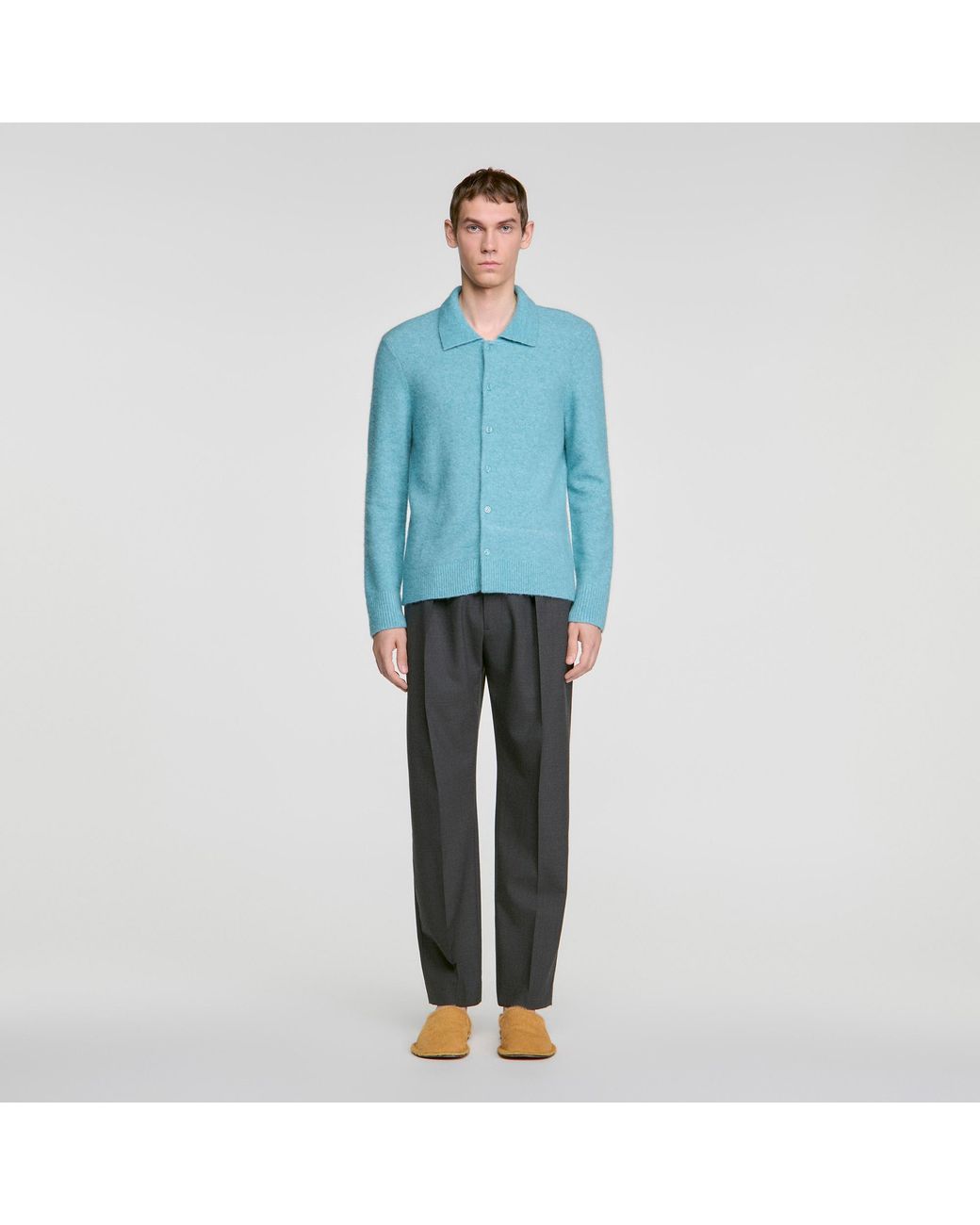 Sandro Blue Alpaca And Wool Cardigan for men