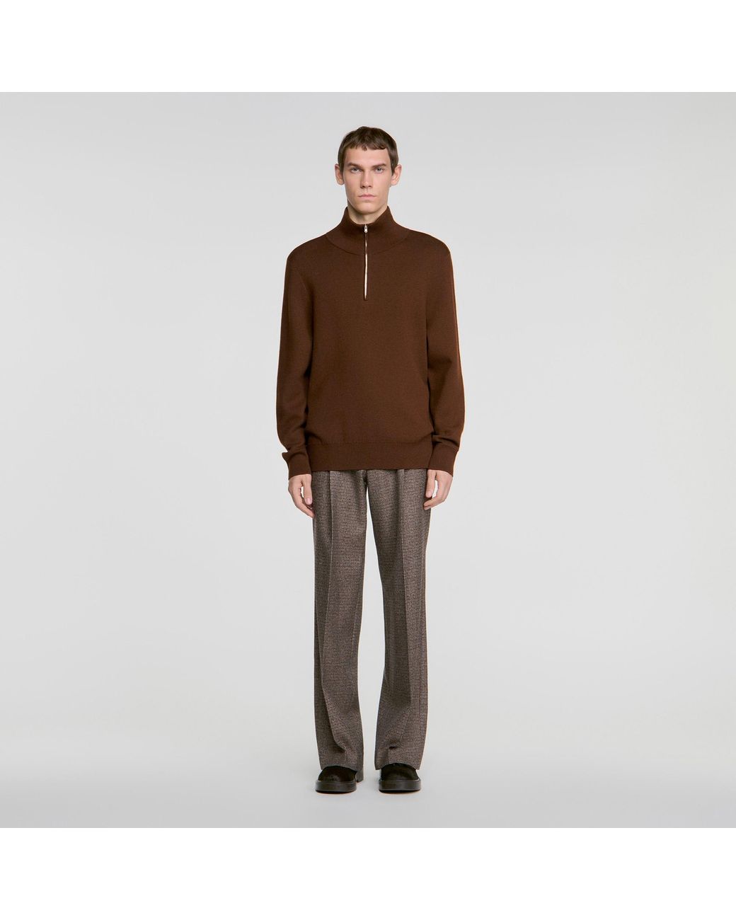 Sandro Brown Jumper With Standing Collar for men