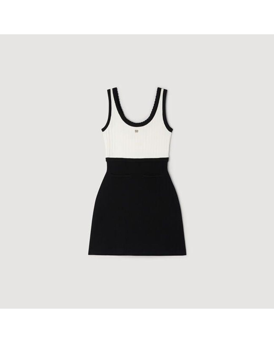 Sandro Blue Two-Tone Knit Short Dress