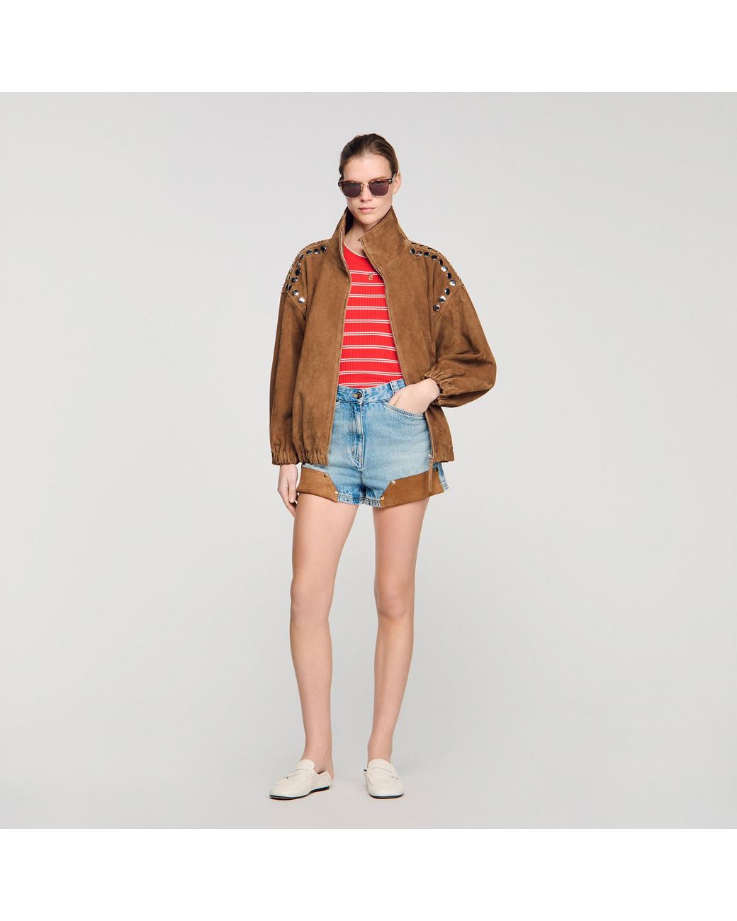 Sandro Red Striped Ribbed Vest Top