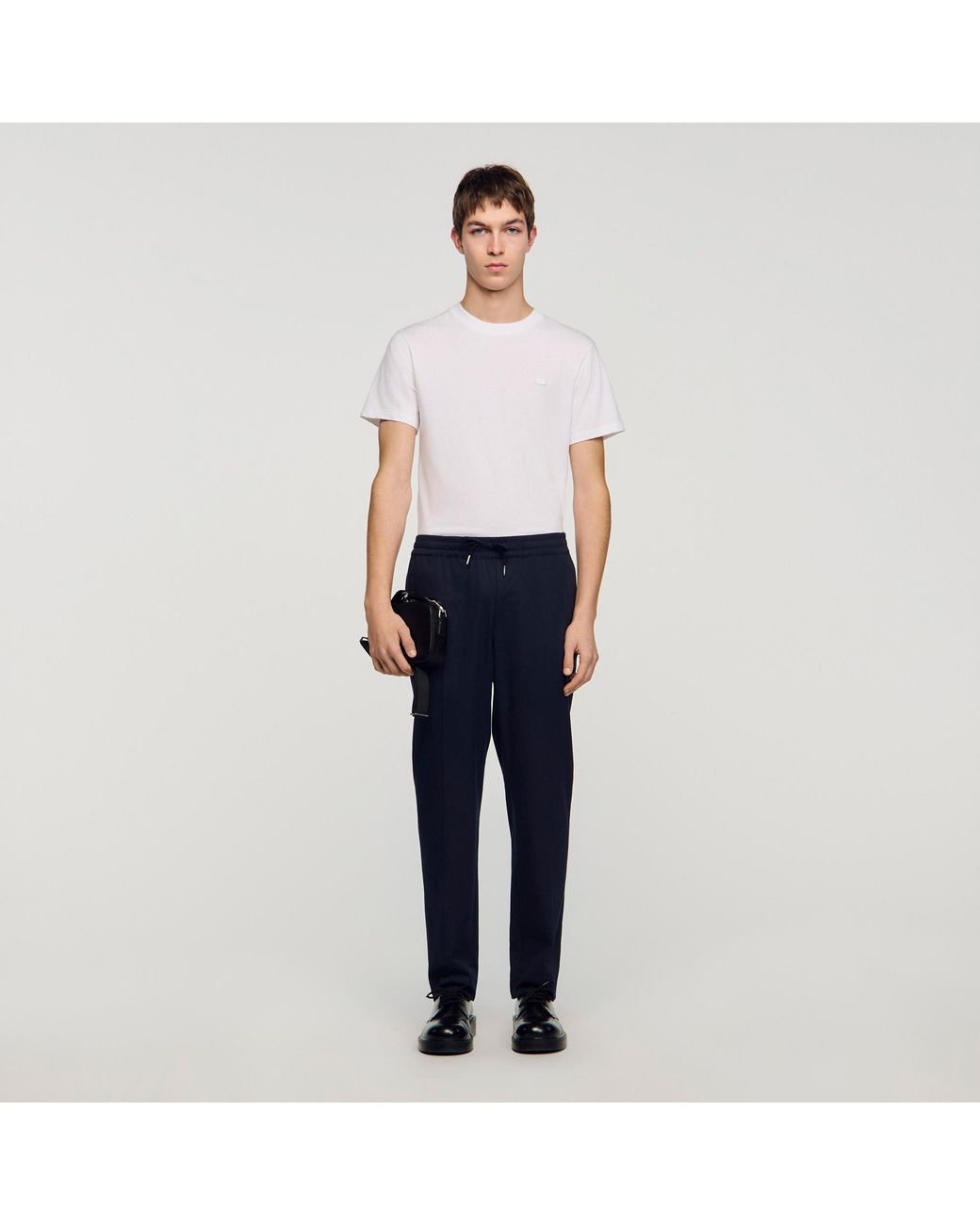 Sandro Blue Elasticated Straight-Leg Trousers for men